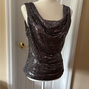 White House Black Market Black Sequin Blouse